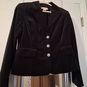 Michael Kors Black Velvet Blazer with Rhinestone Buttons Never Worn